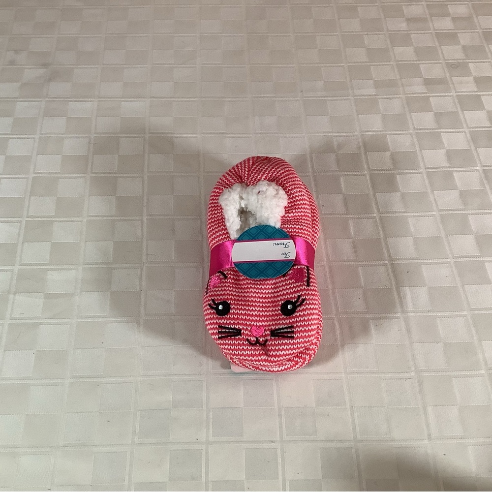 💜 New girls fuzzy babba Cozy Pink Bunny Kids Slippers size s/m (4-6)